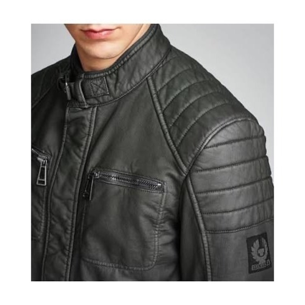 Belstaff Mens Coated Cotton Quilted Biker Moto Jacket Black PROD-2016-2497-2